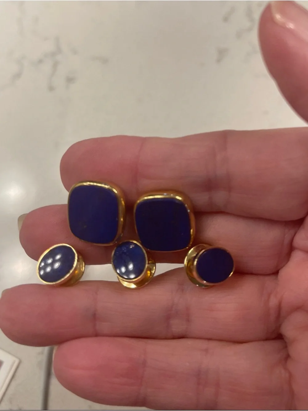 Roffe-Simons Lapis Shirt Studs and Cufflinks Set